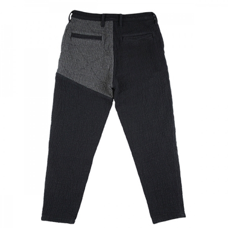 SASHIKO PANTALON DROP OUT NOIR -SIZE XL - pattes de fixation, motif de losanges, sashiko, Porter Classic